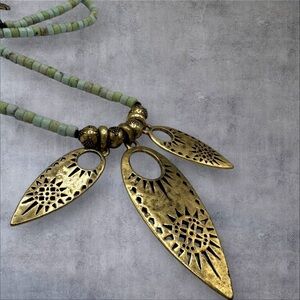 Lucky Brand Gemstone Beaded Western Brass Graduated Pendant Necklace, 28 inches